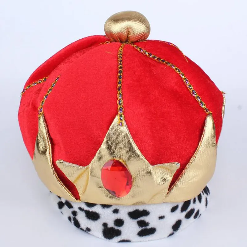 

Red Blue Kids Adults King Crown Hat Cap Carnival Party Cosplay Prince Hats Costume Props Decor Christmas Halloween