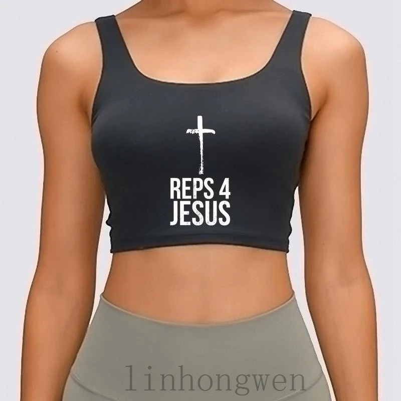 

Funny Reps 4 Jesus Gym Weightlifting Women Tank Top Fit Spring Autumn Funny Casual Normal Plus Size XL Create Clothes Crop Top