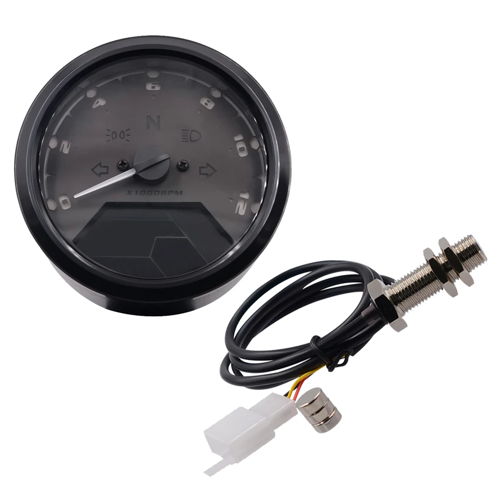 

OLOMM 8-18 V Motorcycle LCD Digital 0-12000RPM Speedometer Odometer Tachometer Gauge