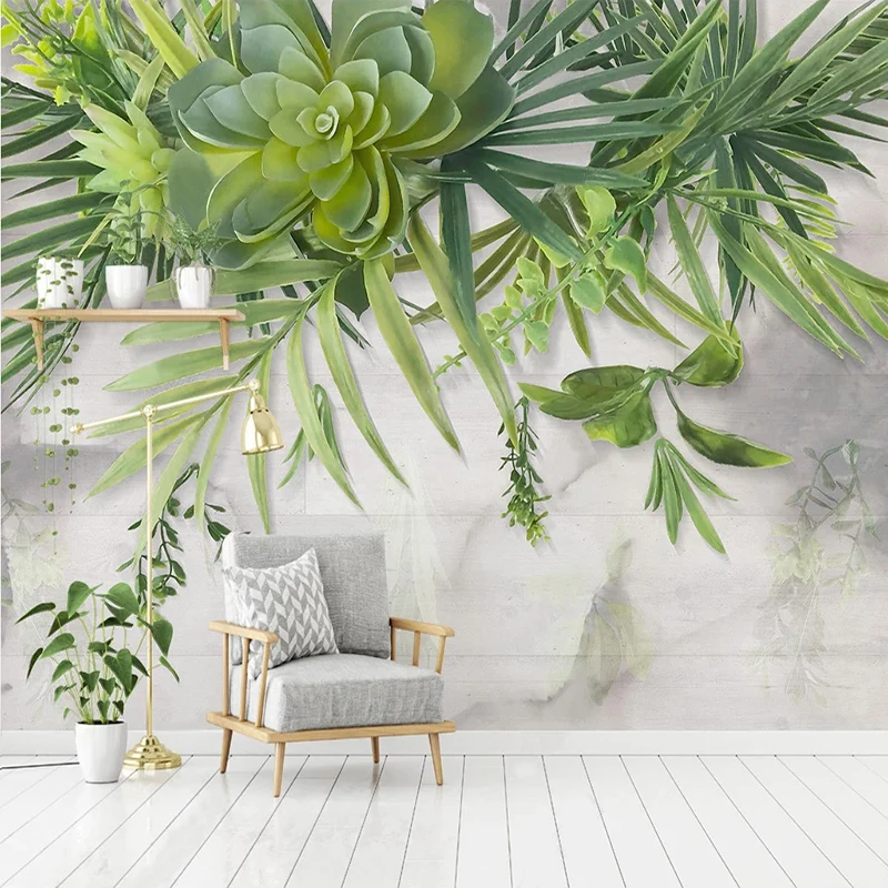 

Фотообои на заказ 3D зеленые листья акварельные растения фото настенная Гостиная ТВ диван спальня домашний декор фреска обои