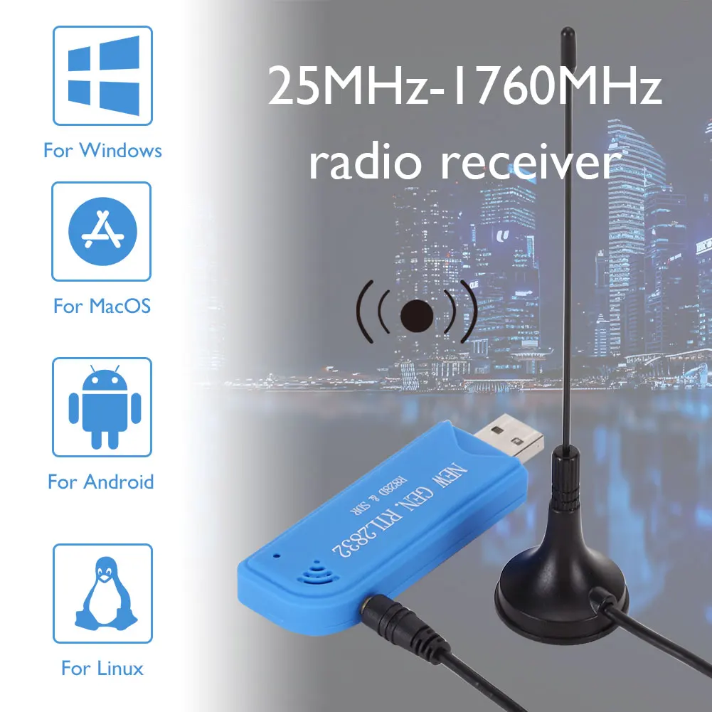Цифровой ТВ-приемник USB 1760 DAB FM RTL2832U R828D SDR RTL-SDR A300U Stick 25 МГц-МГц |