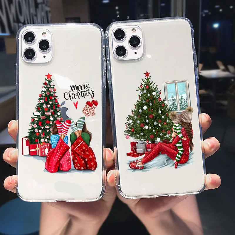 Рождественские и новогодние подарки лось снег мягкий чехол для телефона iPhone 11 12