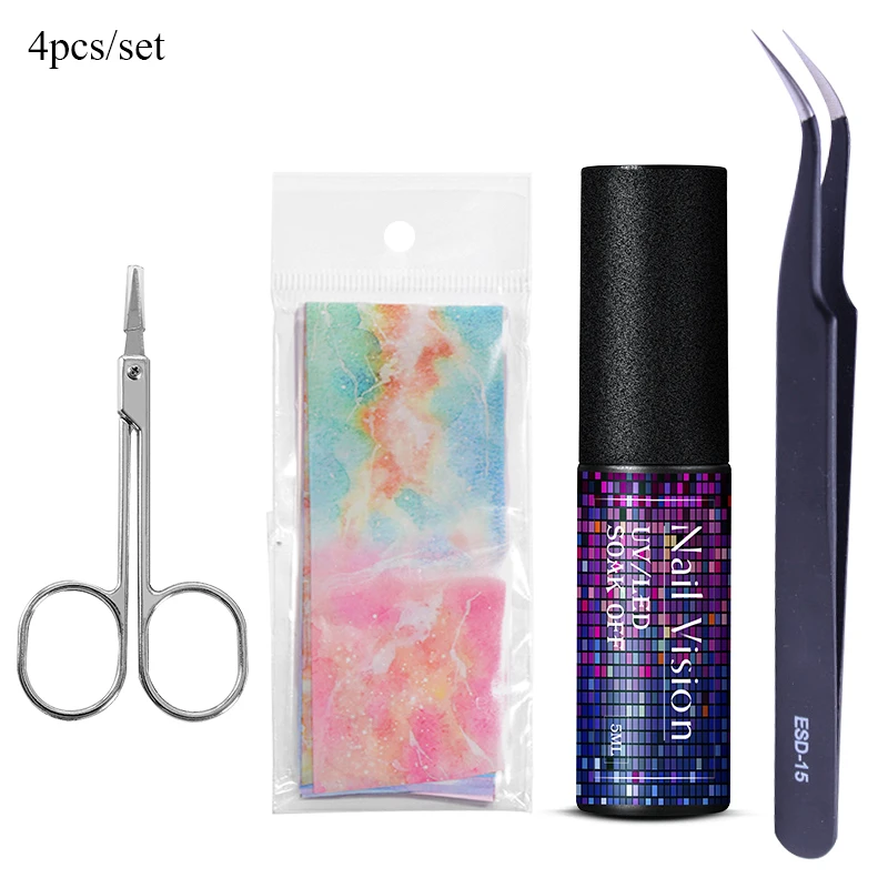 Nail Vision Фольга для ногтей Клей переводной гель-клей Звездный бумажный принт фольга s обертывания Переводные картинки Набор лаков УФ Гель-лак для ногтей лак - Цвет: ZH07012
