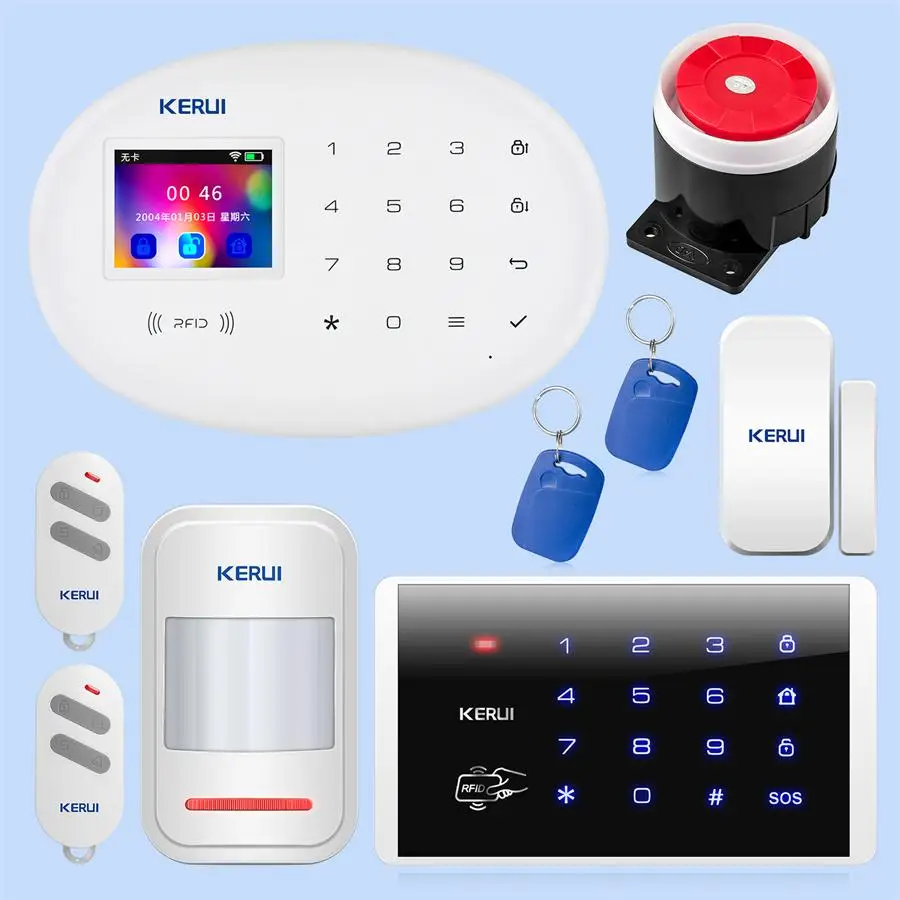 Kit 2 KERUI переключаемая языковая Wi-Fi сигнализация W20 беспроводное приложение для домашней безопасности дистанционное управление 2,4 дюймов экран сигнализация комплект фитингов - Цвет: Kit 2