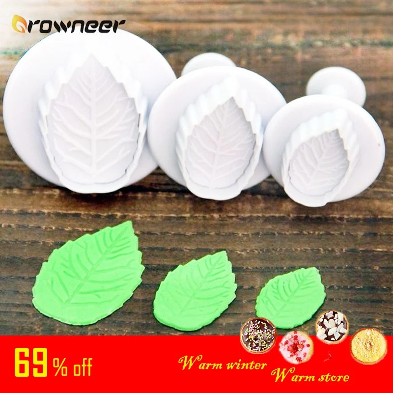 3 шт лист формы DIY белый пластиковый печенья торт Плунжер бисквит Фондант Резак