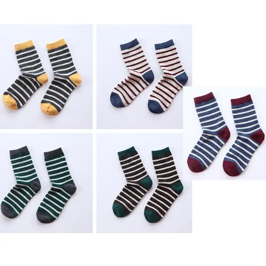 Women Solid Striped Wool Sport Socks Ankle Sock Girls Ivory Navy Grey Red Stripes Short Winter Socks 5 pairs/ lot AL206SC