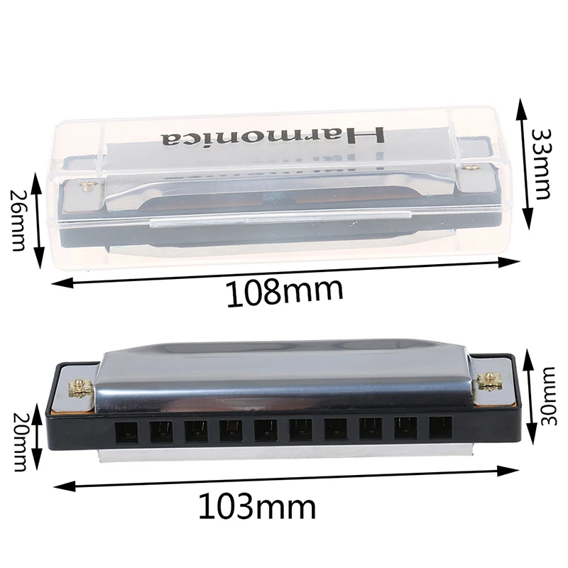 

10 Holes Professional Blues Harmonica Musical Instrument High Quality Stainless Steel Mouth Organ for Children Gifts
