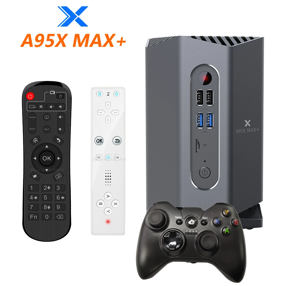 ТВ приставка A95X MAX PLUS Amlogic S922X Smart Android 9 0 4 Гб ОЗУ 64 ПЗУ Игровая с Bluetooth геймпадом