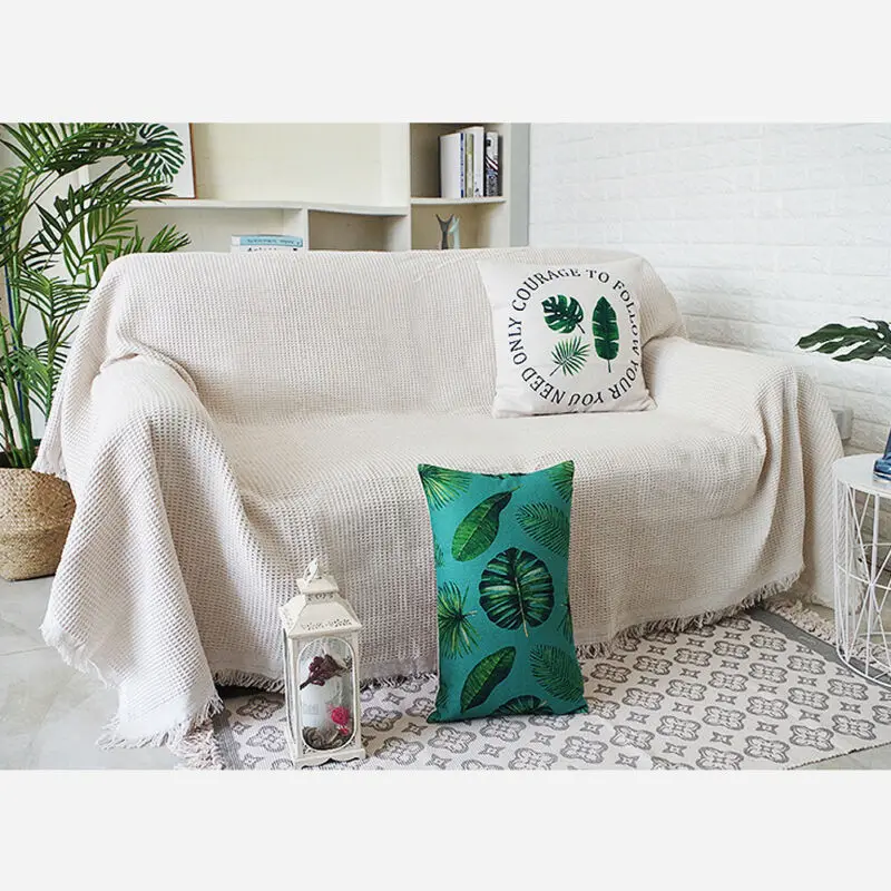 

Large Size Sofa Cover Household Solid Cotton Quality Woven Sofa Bed Throw Blanket Function Bedspread Settee Sofa Cover 130x180cm