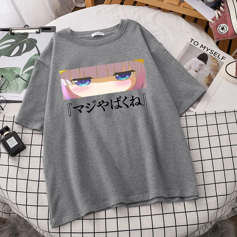 

Women's T-shirt loose short-sleeved Korean version of Japanese Harajuku T-shirt anime maid print round neck white kawaii T-shirt