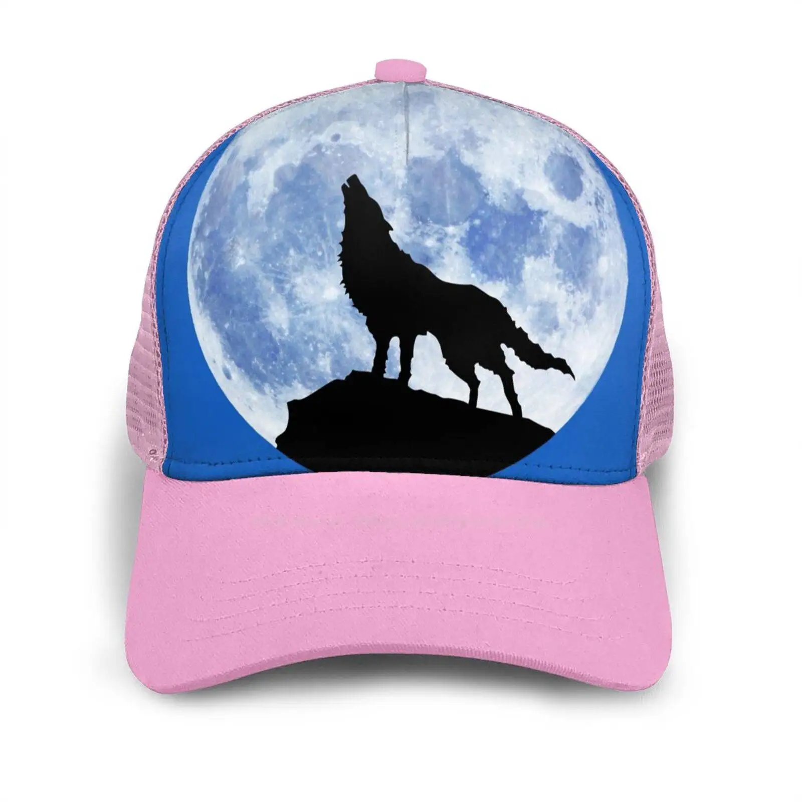 

Moon Wolf Q Hip Hop Flat Mesh Hat Cap Gift Wolf Moon Moon Wolf Howl Howling Wolf