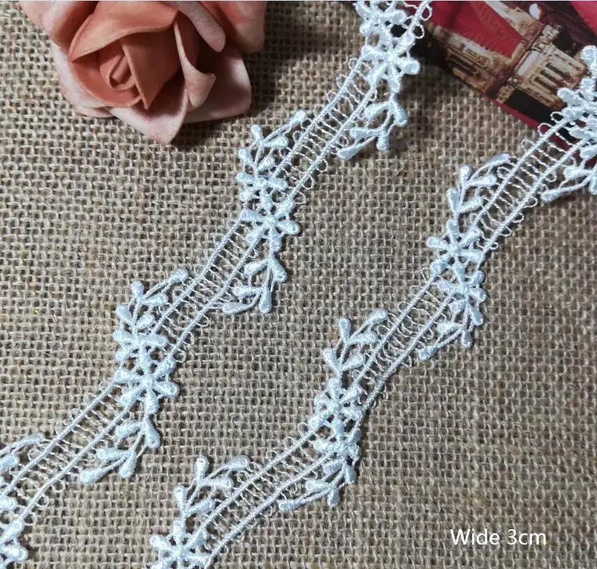 1 м Высококачественная кружевная ткань ширина 3 см вышивка белая лента занавеска