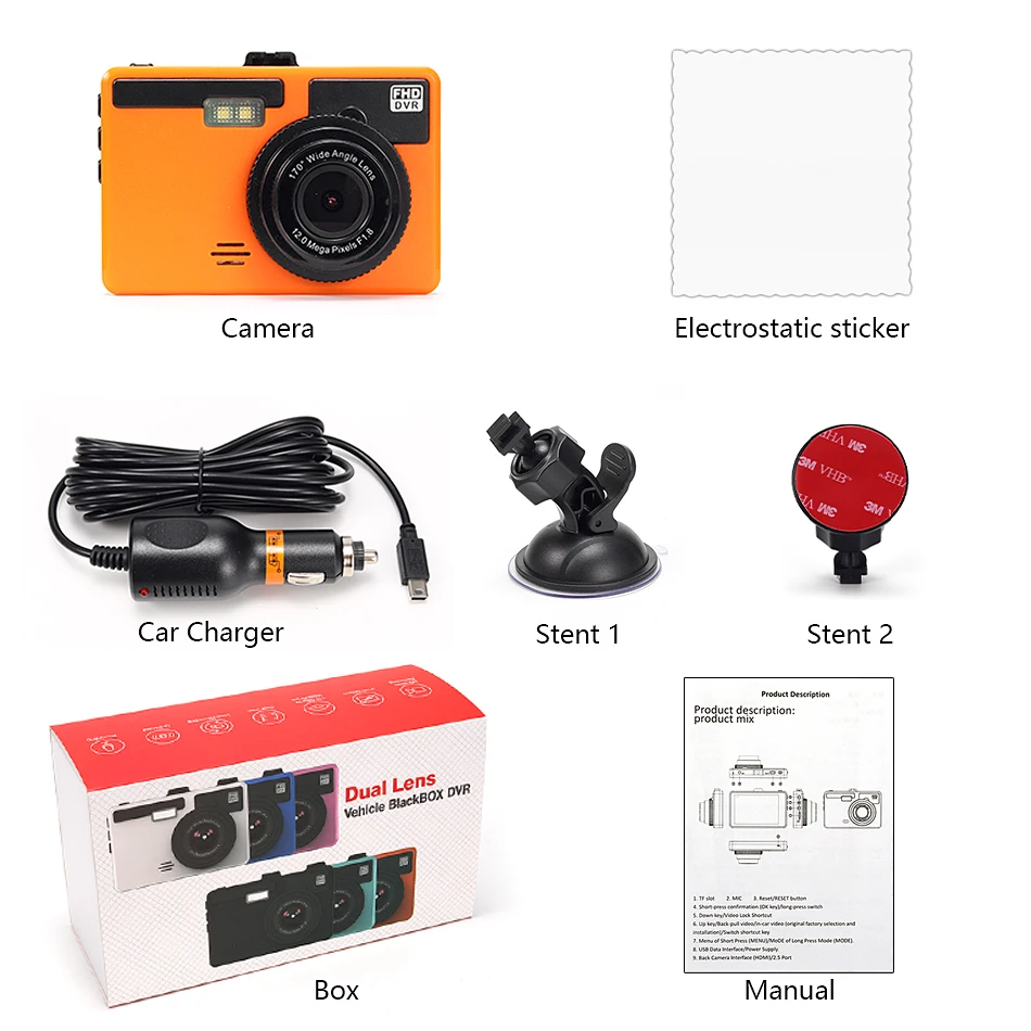 

3inch Dash Cam Car DVR Camera Full HD 1080P Wide Angle Dashcam Auto Recording Video Recorder BYLITU