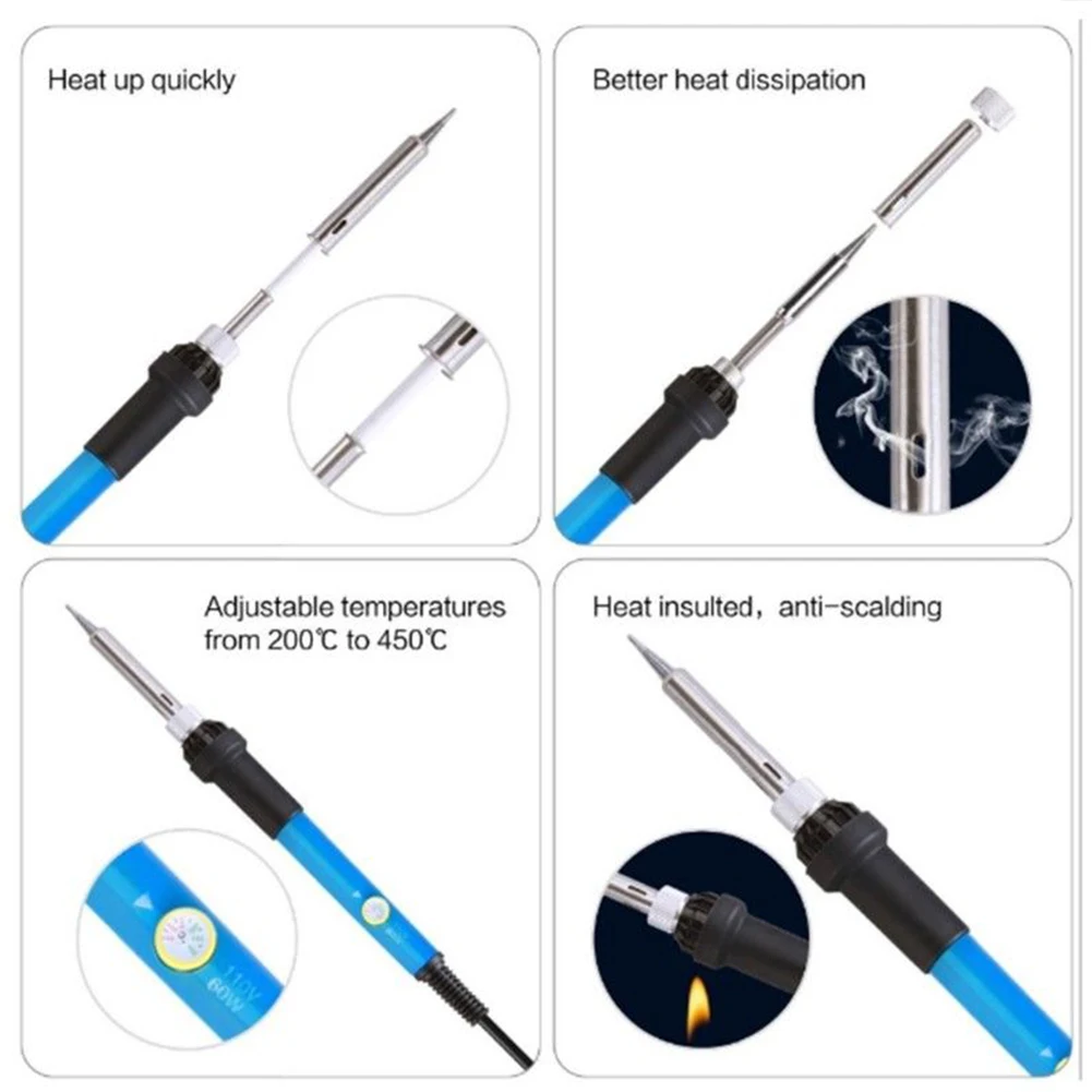 

110V/220V/EU Plug 60W Adjustable Electric Temperature Welding Soldering Iron Tool Kit