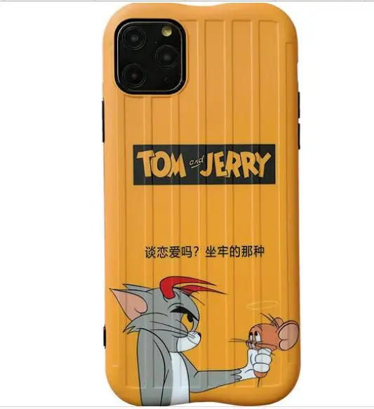 Цвет: желтый Для Iphone 11 Pro Max последний мультфильм Том и Джерри багажник телефонные чехлы желтый мягкий силиконовый задний Чехол для Iphone X XS XR 11 7 8 - Цвет: Цвет: желтый