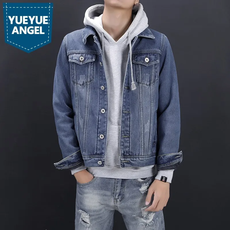 

Winter Long Sleeve Single Breasted Fur Collar Mens Denim Jackets Thick Warm Soft Wool Liner Casual Male Slim Coats Plus Size