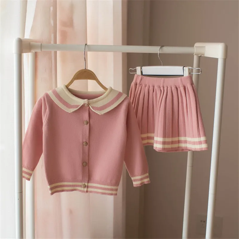 

Children knitwear Sweater Clothes For Girls Baby Clothing Set Toddler Knitting Outfits Suit 2019 Fashion knit wear 4yrs costume