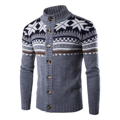Light Gray Новинка, Модный повседневный кардиган, свитер, пальто для мужчин, на пуговицах, теплый, вязаный, мягкий, комфортный, домашний свитер, пальто для мужчин, трендовая уличная одежда - Цвет: Light Gray