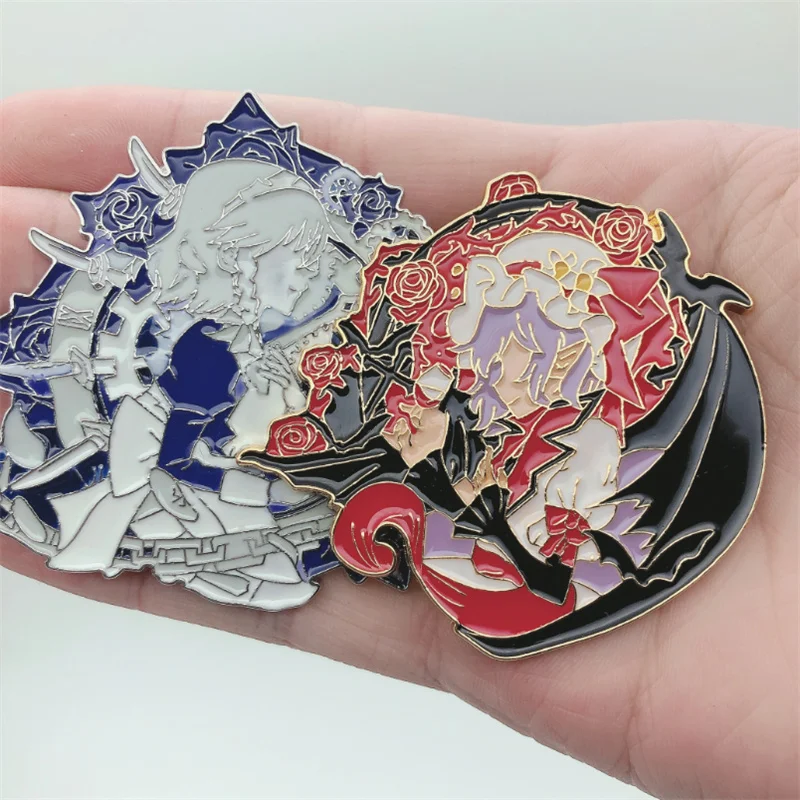 

Anime Touhou Project Shrine Maiden Remilia Scarlet Izayoi Sakuya Cosplay Cartoon Props Metal Badge Pin Alloy Brooch Accessories