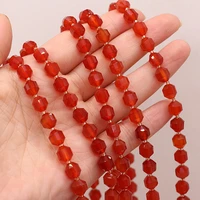 natural red agate beaded faceted round shape beads for jewelry making diy necklace bracelet accessries 8mm