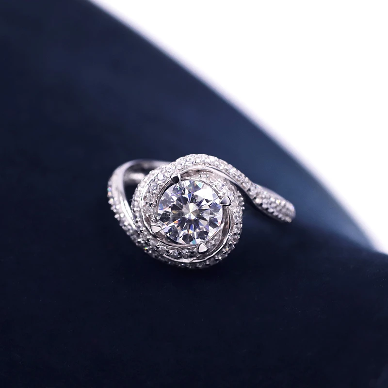 Tianyu драгоценные камни серебряные кольца для свадебной вечеринки 5 0 мм Муассанит