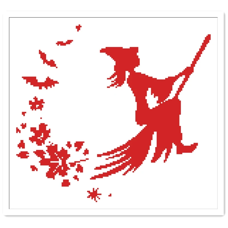 Набор для вышивки крестиком Летающая ведьма белое хлопчатобумажное шелковое