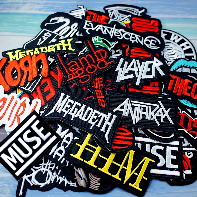 Музыкальные нашивки группы ROCK Parche термоклейкие значки полосатая вышитая