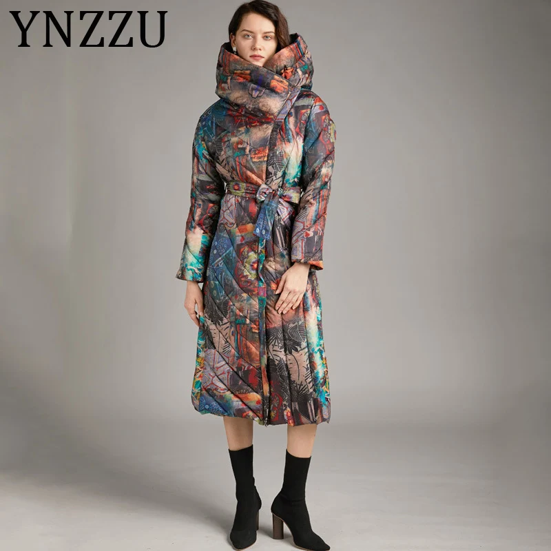YNZZU высокое качество 2020 зима для женщин длинная куртка пуховик девочек длинный
