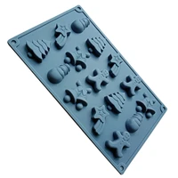 1pc silicone mold 15 cavity cake mold non stick dessert tool cookies mold chocolate mold snowman christmas tree gingerbread