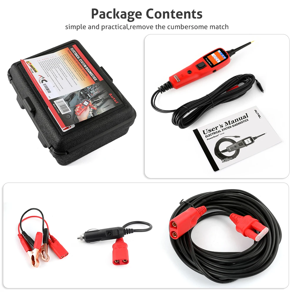 Autel PS100 PowerScan электрическая система диагностический инструмент схема AVOmeter тестер