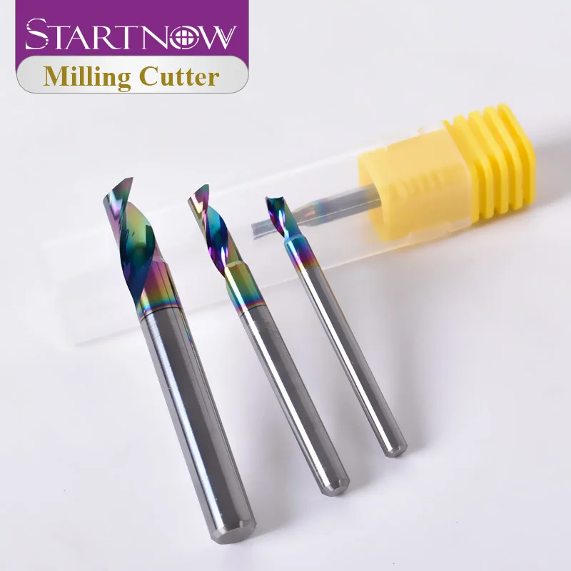 Startnow 5Pcs/Lot DLC Coating Milling Cutters For Aluminium One Flute Spiral Bits End Mill Engraving CNC Router Bit | Инструменты