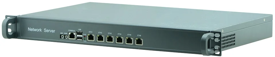 Причастником 6 портов ethernet LAN сетевой безопасности брандмауэр linux Безвентиляторный Intel Celeron J1900 1U rackmount сервер