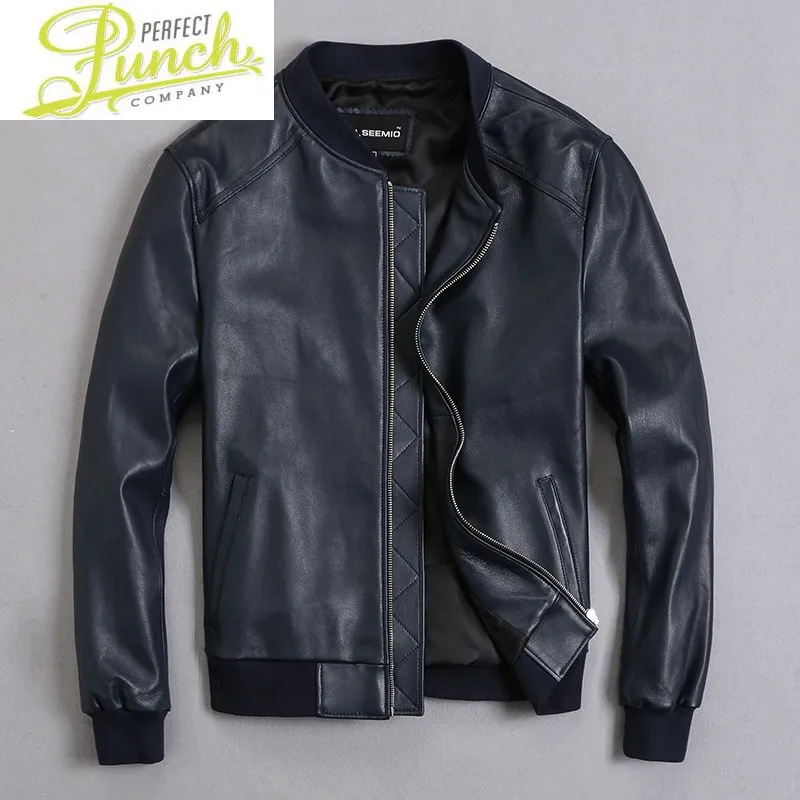 

Sheepskin Coat Bomber Men's Genuine Jacket Men Plus Size Short Leather Jackets Veste Cuir Homme KJ2274