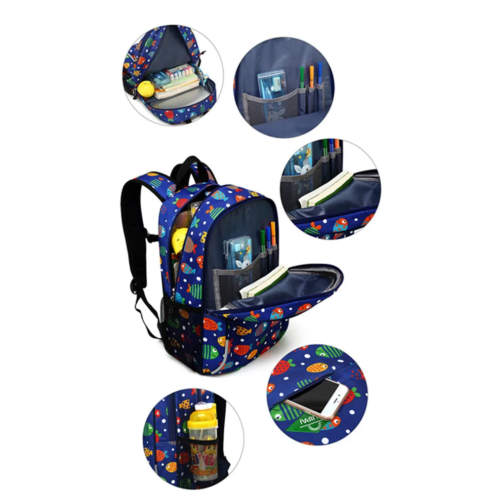 Fashion School Bags Elementary Backpack for Girls Boys Cartoon Dinosaur Children Orthopedic Backpack Mochila Infantil Grade 1-5