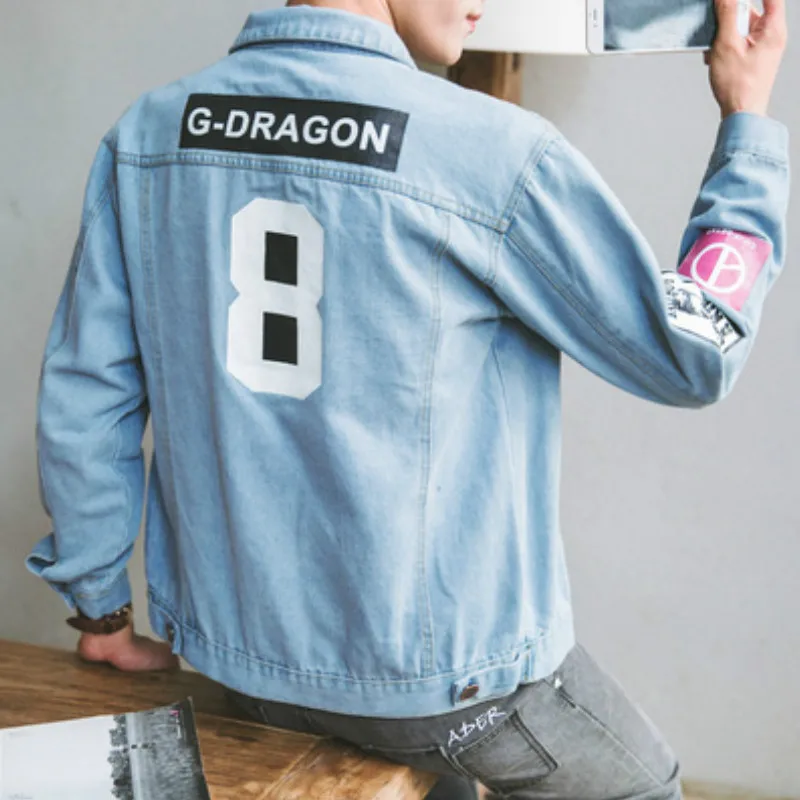 Куртка мужская демисезонная джинсовая в стиле хип поп|Мужские куртки| |