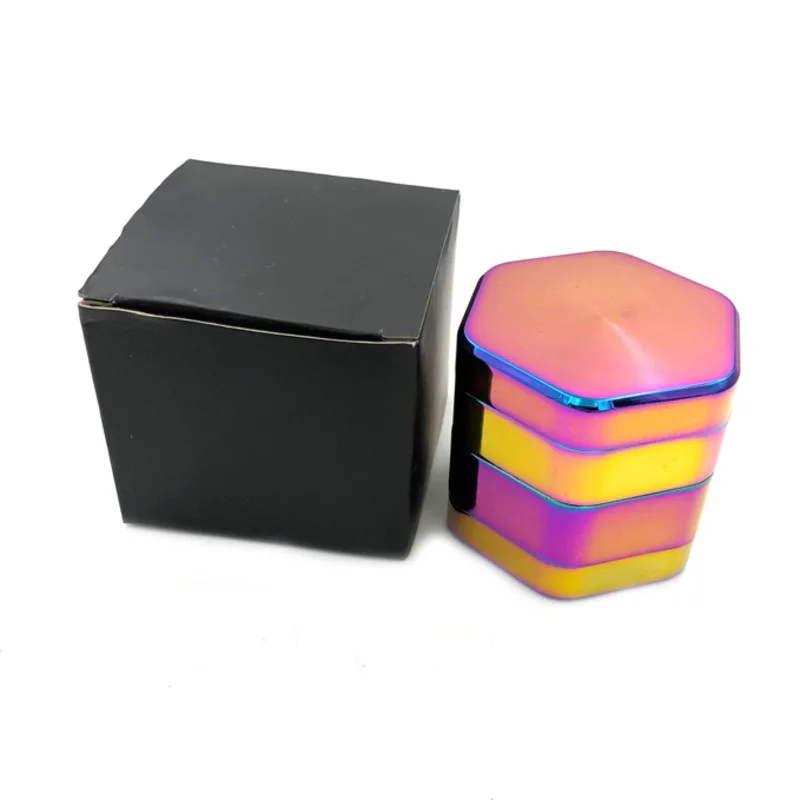 

New Type Hexagonal 58MM 4-Layer Bright Color Zinc Alloy Smoke Mill Manual Flat Metal Tobacco Grinder