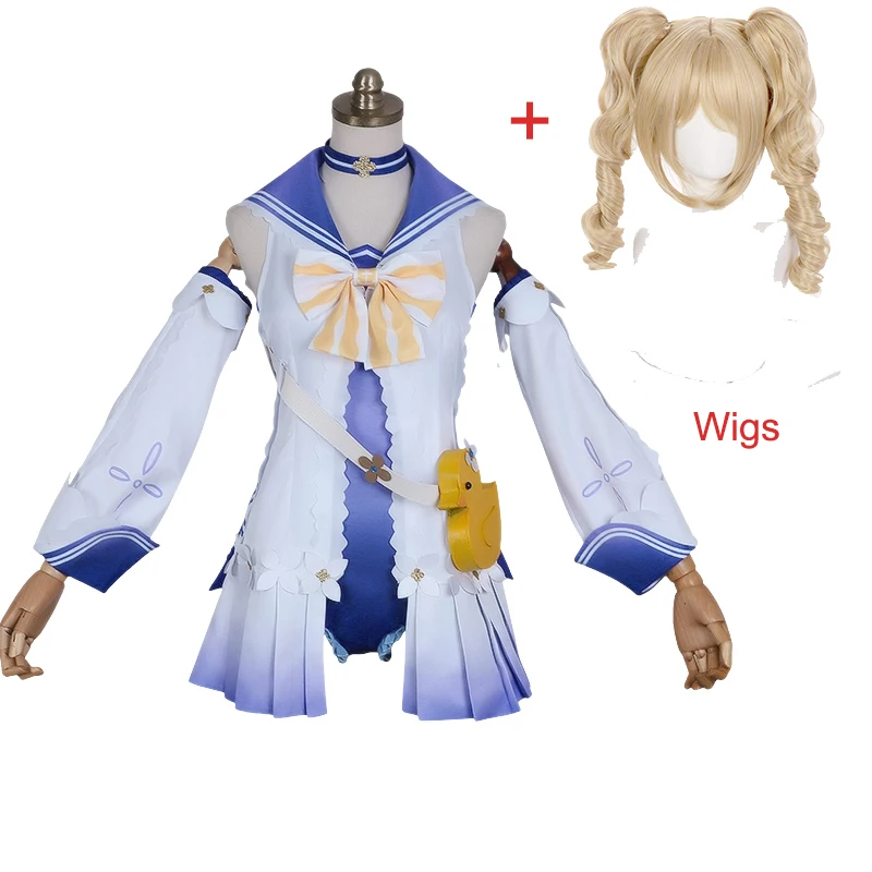 

Genshin Impact Barbara Swimsuit Cosplay Costume Summer Barbara Cosplay Costume Sexy Women Swimwear With Bag Wigs