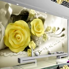 Пользовательские 3D фото обои красивые желтые розы модные цветы для гостиной ТВ фоновые настенные фрески нетканые обои