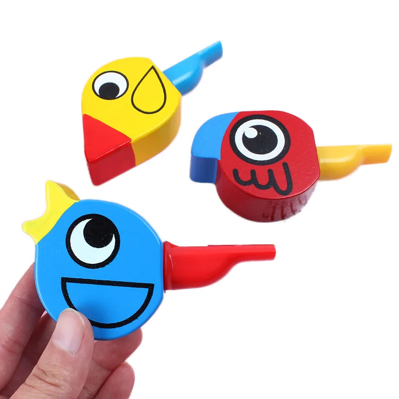 

1Pcs Cartoon Animals Colorful Birds Wooden Whistle Playing Musical Instruments Toys Creative Mini Early Instrument for Infants