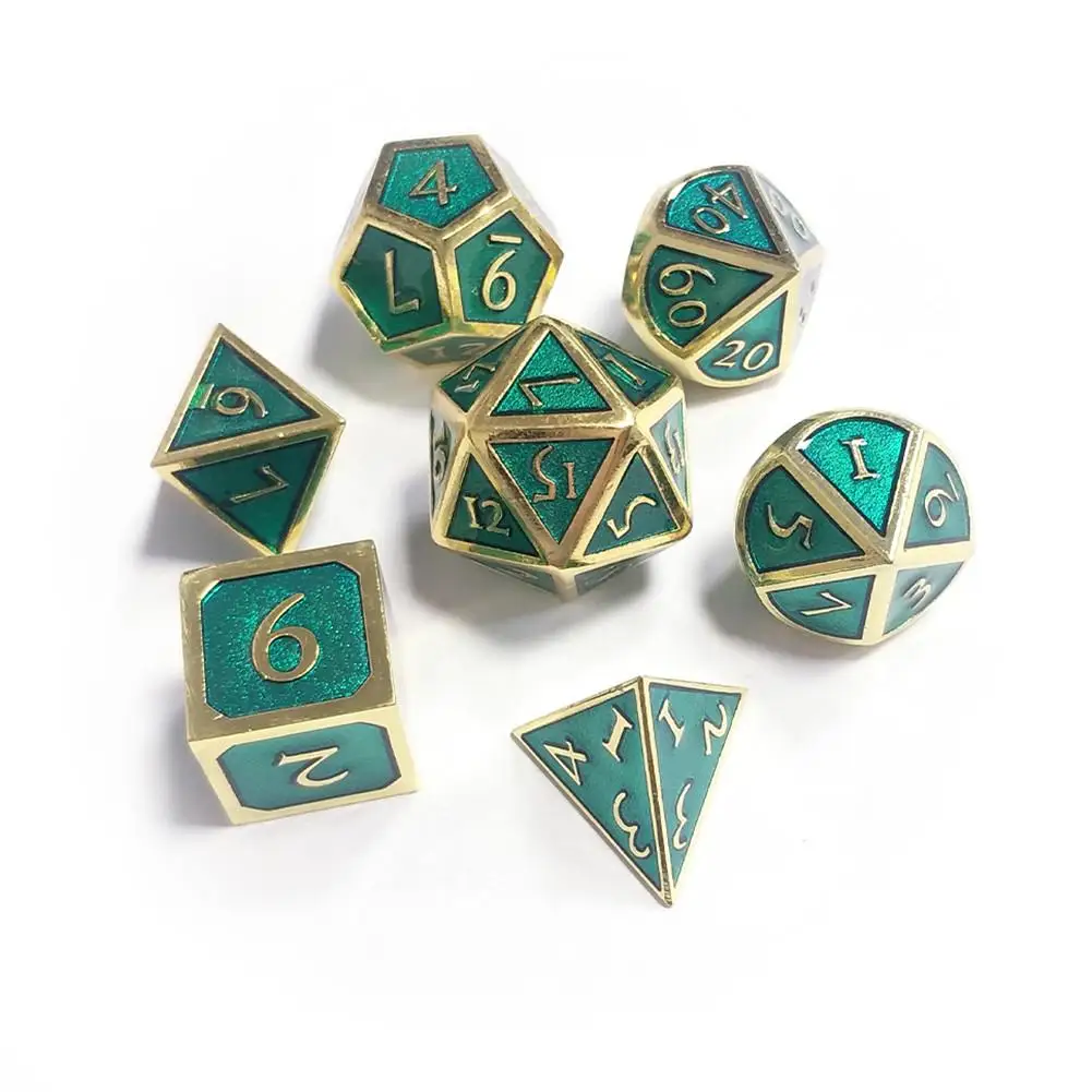 Sky Blue 7 шт. металлические кубики Dnd Набор кубиков Rpg многогранные Твердые подземелья и дракон настольные игры Металл Зеленый цифровой D& D кости - Цвет: Sky Blue