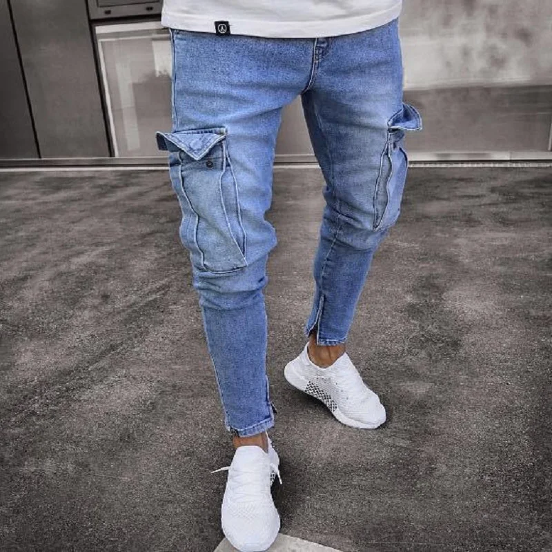Men's Jeans Stretchy Ripped Skinny Biker Embroidery Print Hole Jeans Slim Fit Denim Pants Jean Trousers for Men