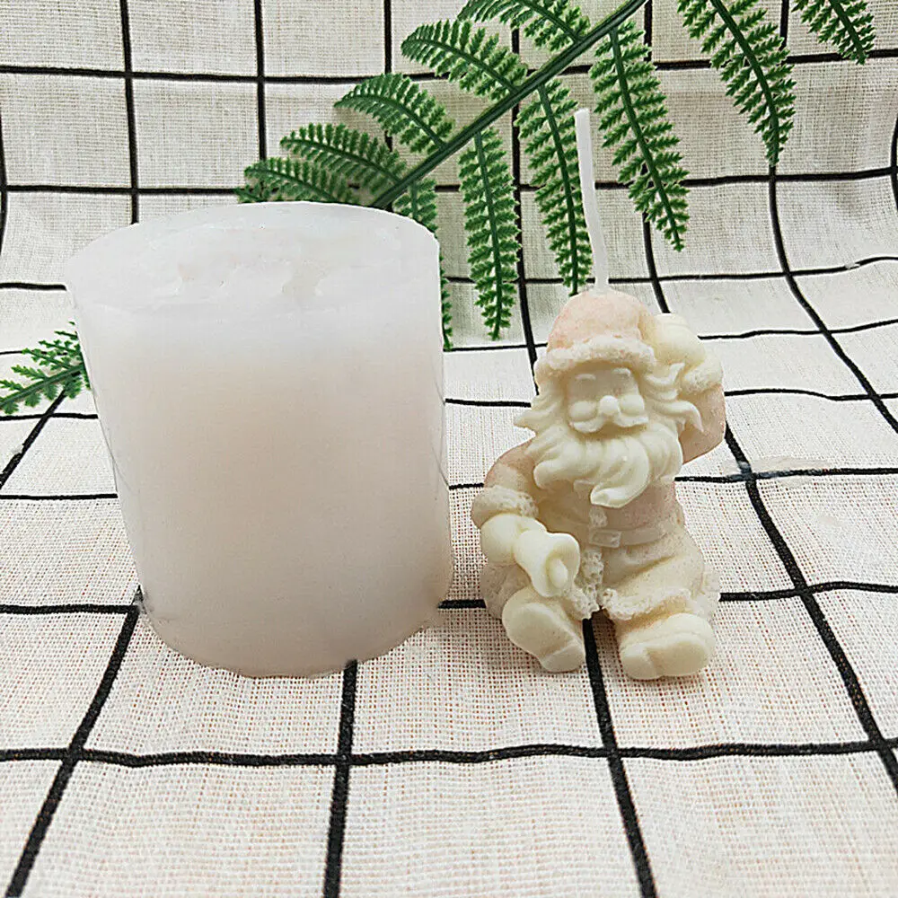 

DIY Silicone Candle Mold Santa Claus Christmas Sculpture Plaster Craft Soap Making Mould Handmade Cake Mould Home Decoration