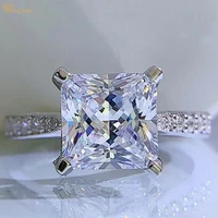 wong rain 100 925 sterling silver princess cut created moissanite gemstone wedding engagement classic ring jewelry wholesale