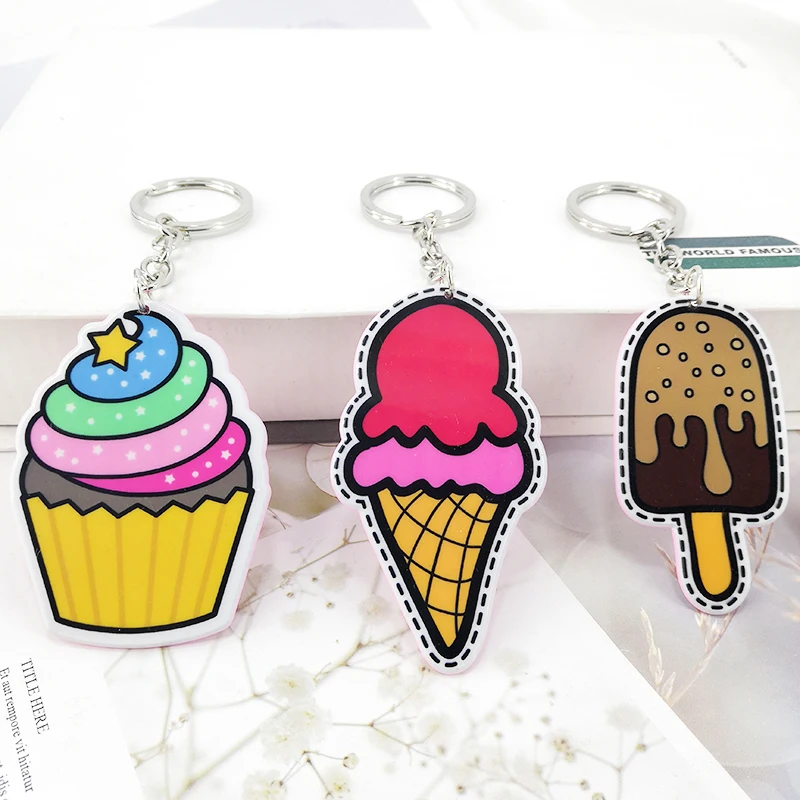 Необычный Новый брендовый акриловый брелок для ключей с мороженым | Украшения и