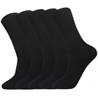 5 Pack мужские черные бамбук хлопковые носки Для мужчин Повседневное Бизнес без каблука экипажа среднего носок костюм для Для женщин или Для мужчин Высокая эластичность носок размер 3942