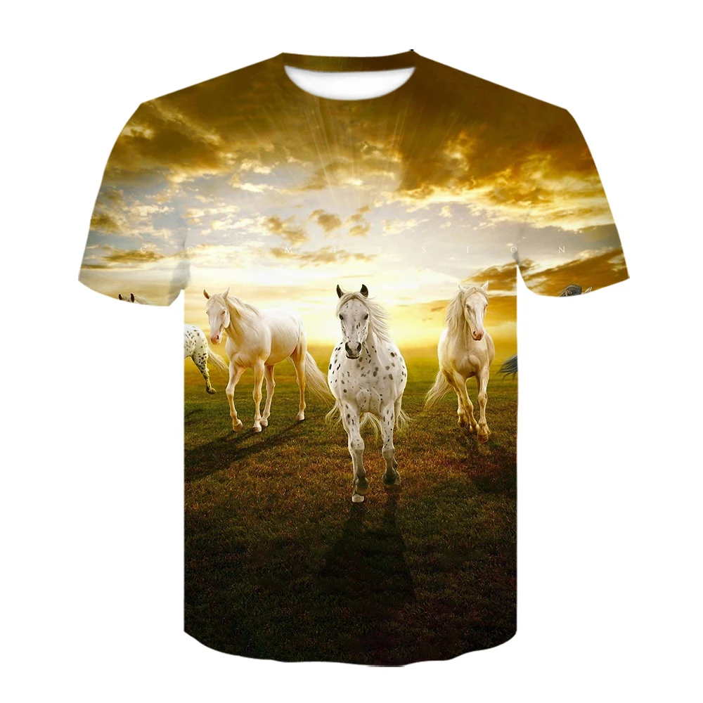 Футболка с изображением животных лошадей мужская и женская футболка 3d принтом