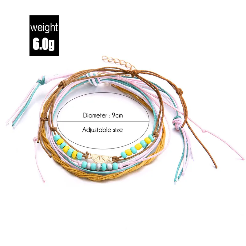 

MIC Bohemian Colorful Beads Rope Anklets For Women Handmade Charm Anklet Bracelets 2020 Beach Jewelry Adjustable Gift