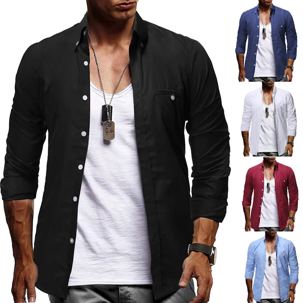 Мужские мешковатые рубашки хлопчатобумажные рубашки Camisa Social Masculina Твердые с длинным рукавом Ретро Топы Блузка harajuku рубашка мужское платье