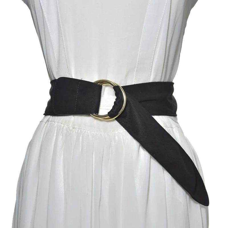 Сексуальные женские ремни черный бархатный пояс золотой сплав круглая пряжка