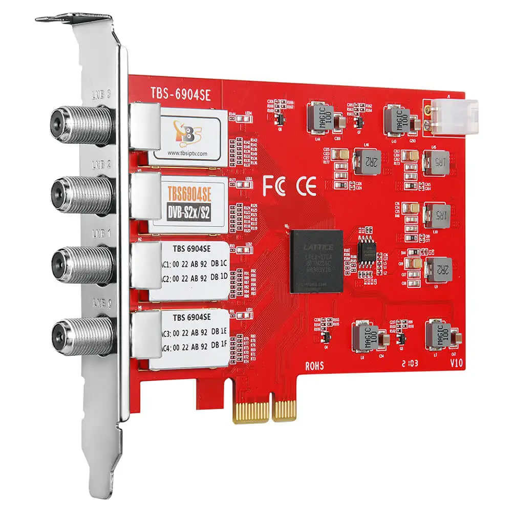 TBS6904se DVB-S S2 S2X четырехъядерный тюнер PCIe карта для просмотра и записи спутник FTA